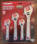 Husky 4-PIECE Double-speed Adjustable Wrench Set. Fixed Price $12.50.