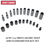 Craftsman Socket Set 22 Piece Metric Deep Standard 1/4" Drive 6-POINT. Fixed Price $47.00.