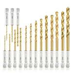Impact Drill Bit Set 16PCS Titanium Hss Twist Hex Shank For Metal. Fixed Price $16.93.