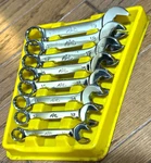 Mac Tools Usa 10-19MM Wrench Set Metric Combo Lot Short Stubby Yellow Tray. Fixed Price $222.00.