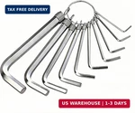 10PC Metric Hex Set Professional Grade Cr-v Steel, Rust-resistant, Keyring. Fixed Price $7.95.
