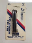 7 Piece Hex Key Standard Wrench Set .05" To 3/16" Made In Usa. Fixed Price $19.95.