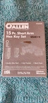 Allen - 15 Pc Short Arm Hex Set Gray Metal Box Only No Keys! Taiwan Made. Fixed Price $9.95.