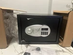 Amazonbasics Digital Electronic Keypad Safe, Combination Lock, 2 Keys, Black. Fixed Price $49.99.
