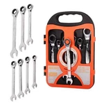 7PC Ratchet Combination Wrench Kit 8MM-19MM Chrome Vanadium Steel Fixed Spanners. Fixed Price $21.87.