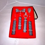 Apex 4 Piece Bar Tool Set Leather Handles Boxed Mcm Japan Nib Note. Fixed Price $20.50.
