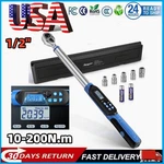 Calibrated Digital Torque Wrench 3/8" 1/2" Drive Reversible Adjustable 10-200NM. Fixed Price $65.99.