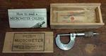 Vtg Starrett No. 231 Outside Micrometer 0-1" .0001" Res W/ Adj. Wrench -wood Box. Fixed Price $34.99.