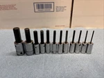 Snap-on Tools 10-PIECE Hex Allen Socket Set 1/16" 1/4" Drive Plus 2 Extras. Fixed Price $95.00.