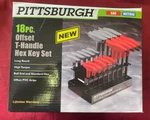Pittsburgh 18PC Offset T-handled Hex Key With Stand -sae/metric- #63167. Fixed Price $29.99.