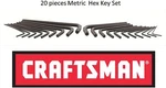 New Craftsman 20 Piece Hex Key Set Metric L-shaped Pack -lifetime Warranty. Fixed Price $18.75.