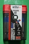 Wiha Tools 70265 #2 Square 2" Terminator Blue Impact Pack Of 15 Drill Bits New. Fixed Price $13.50.