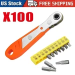 Ratcheting Right Angle Screwdriver Hex 90 Degree Offset + 10PC Bits Set!. Fixed Price $47.99.
