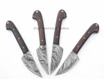 Custom Handmade Forged Damascus Steel Steak Knives Set With Wood Handle. Fixed Price $54.99.