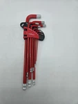 Horusdy Cr-v Long Arm Ball End Hex Key Set Red Size 1/16"-3/8" (9-PIECES). Fixed Price $18.95.