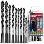 Dcwecher 10PIECE Masonry Drill Bit Set, Carbide Tip For Concrete, Brick, Tile. Fixed Price $14.27.