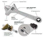 20 12" Chrome Finish Proferred Mining Adjustable Wrench W/ Hammer. Fixed Price $1391.95.