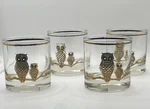 Vintage Set Of Culver Mcm Signature Owl Gold Low Ball Glasses 3 1/4" Read. Fixed Price $24.97.