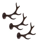 Set Of 3 Cast Iron Western Rustic Stag Deer Crown Antler Wall Coat Keys Hooks. Fixed Price $26.99.